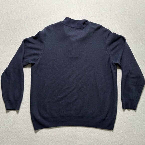 Vineyard Vines Sweater Mens Large Navy Blue Quarter Zip Mock Neck Comfort Knit - Picture 8 of 9